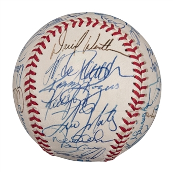 1997 New York Yankees Team Signed OAL Budig Baseball With 32 Signatures Including Jeter & Rivera (JSA)